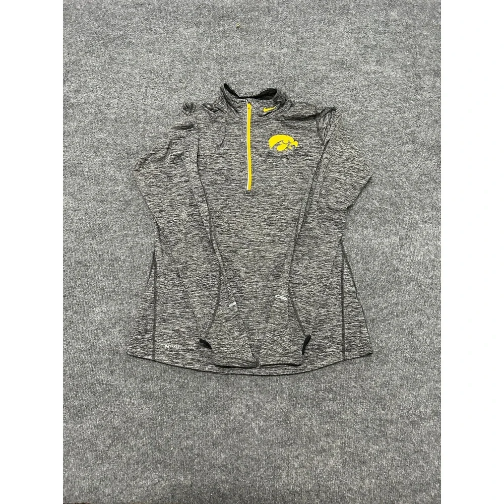 Nike Pullover Womens Size L Gray Iowa Hawkeyes Dri-Fit Quarter Zip Space Dye Top